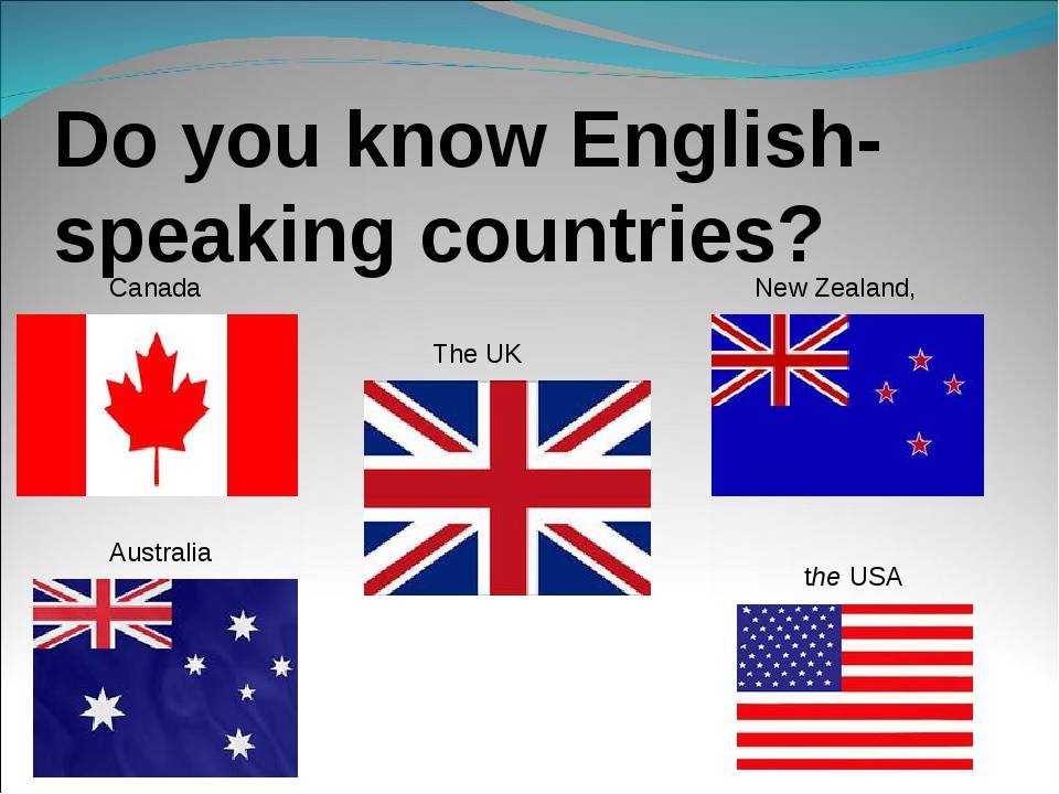 Какие страны англоговорящие? список и примеры топика список, флаги, примеры рассказа с переводом